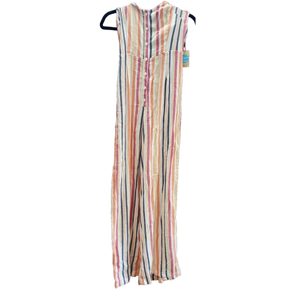 Forever 21 Women’s Small Striped Halter Jumpsuit Multicolor Floral S